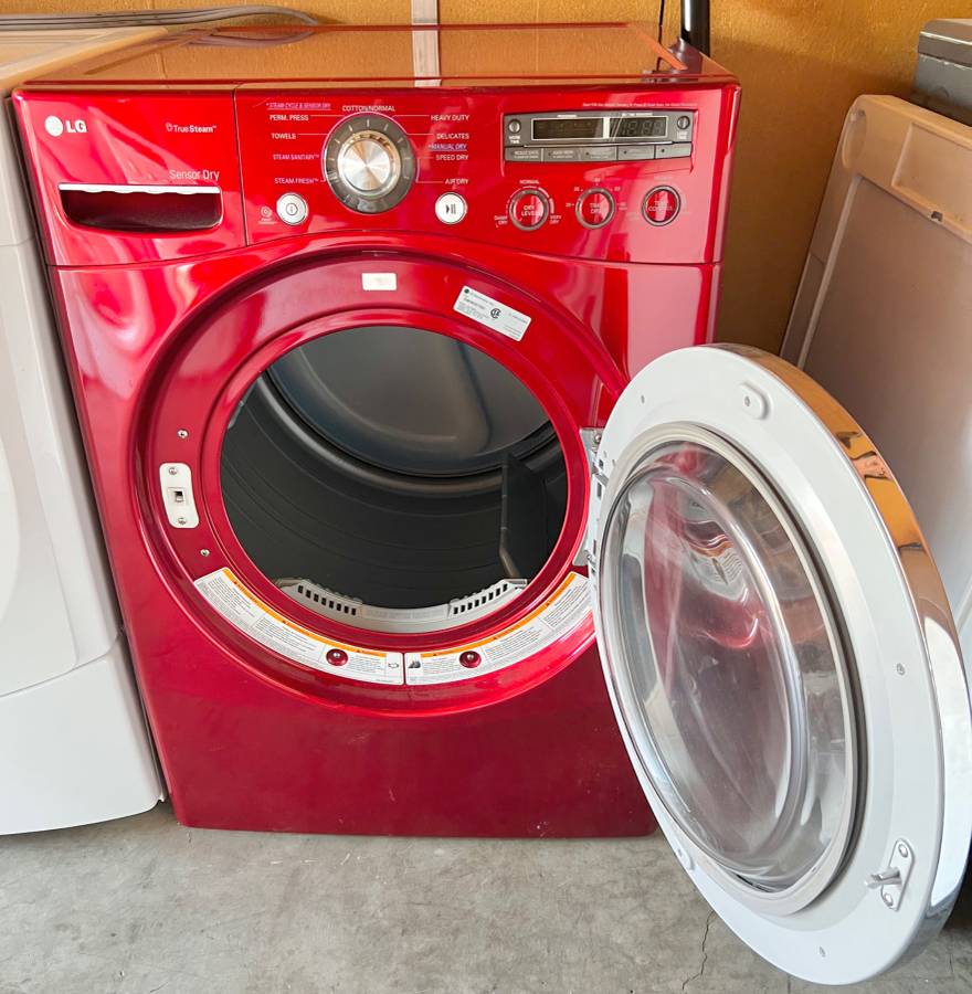 27 INCH RED LG Dryer DLEX2450R Front-Load Electric Dryer RED ,  Used Condition