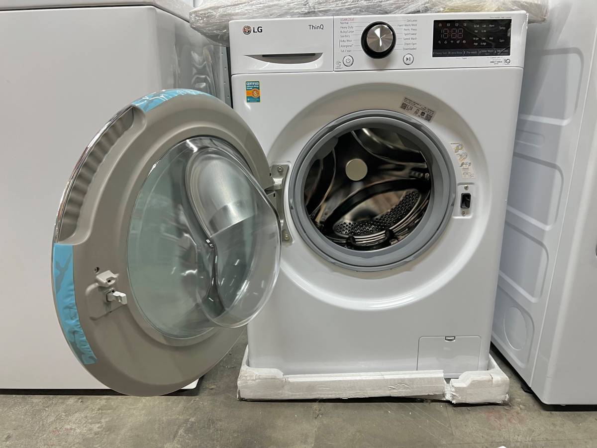 24 INCH LG WM1455HWA Smart Compact Front Load Washer 2.4 Cu. Ft * New Open Box  AI Fabric Sensor, Smart Pairing, ThinQ Technology, Tempered Glass Door,  Sanitary, Tub Clean, Speed Wash ENERGY STAR