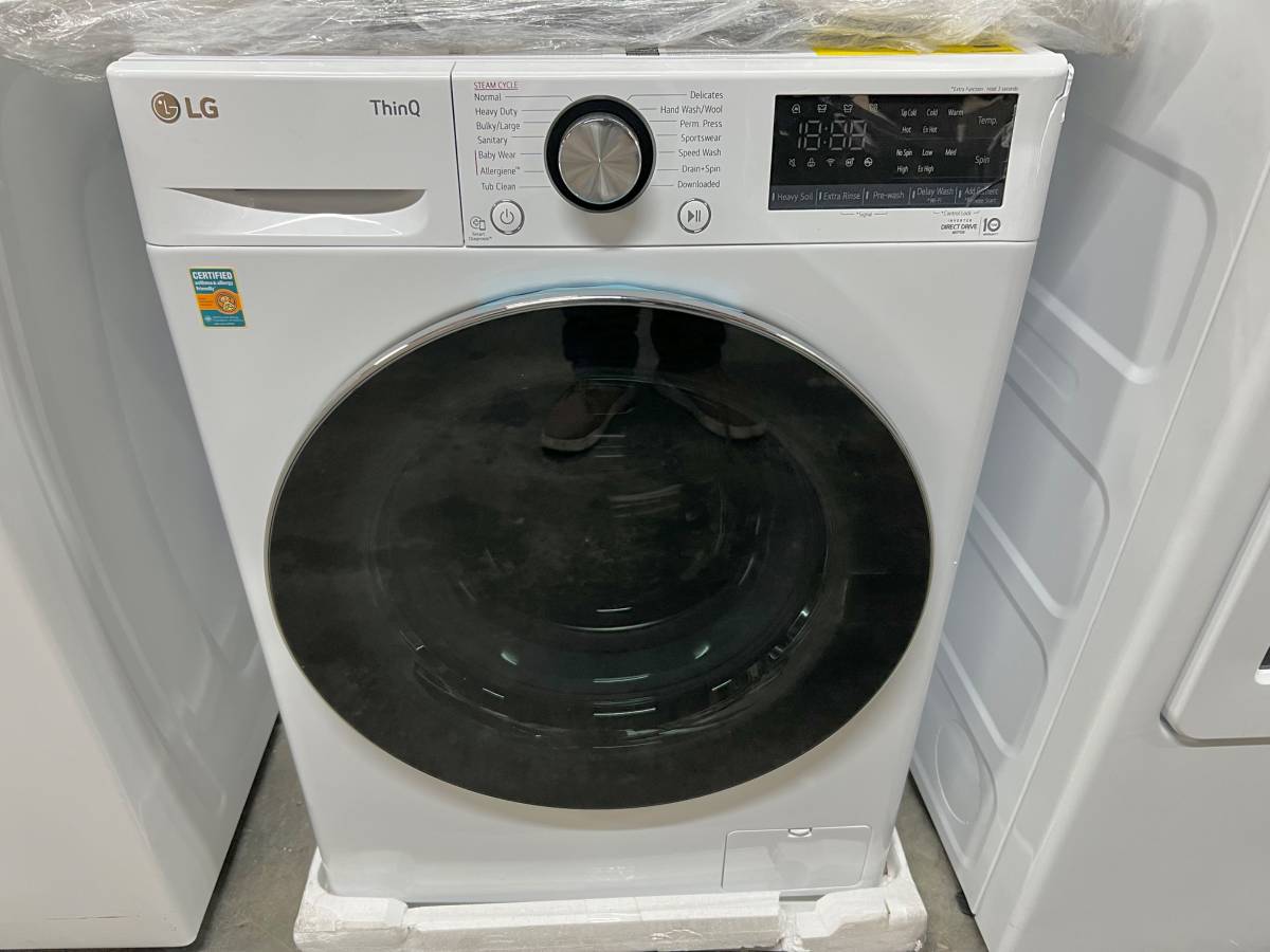 24 INCH LG WM1455HWA Smart Compact Front Load Washer 2.4 Cu. Ft * New Open Box  AI Fabric Sensor, Smart Pairing, ThinQ Technology, Tempered Glass Door,  Sanitary, Tub Clean, Speed Wash ENERGY STAR