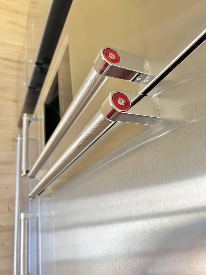 36 INCH KitchenAid KRMF706ESS 5-Door French Door Refrigerator * New Open Box *Freestanding 5-Door French Door Refrigerator 25.8 cu. ft., 5 Shelves, 2 Soft-Close Drawers, Exterior Ice and Water Dispenser, LED Lighting Sabbath Stainless Steel