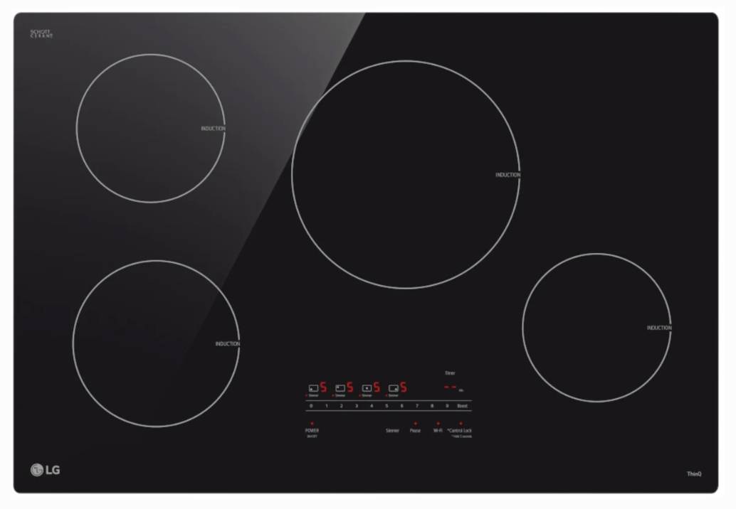 30 INCH LG CBIH3013BE Induction Cooktop * NEW Open Box * Cooktop 4 Elements, ThinQ, 4.3kW Power Element, Smooth Touch Glass Controls, Simmer, Automatic Cookware Detection, Energy Star , Black Glass Top , Child Lock