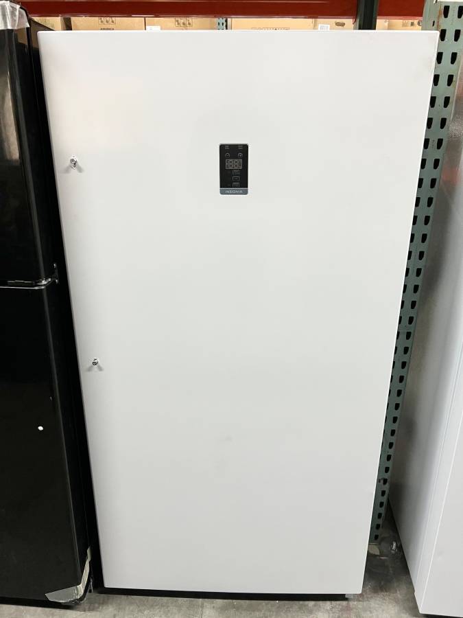 33 INCH Insignia 17 Cu. Ft. Upright Freezer New NSUZ17WH0 White * New Open Box * interior Light , Door Alarm , Garage Ready , CONVERTIBLE to Refrigerator if NEEDED
