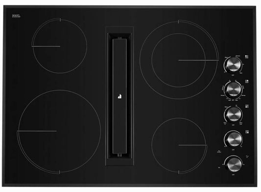 30 INCH JennAir JED3430GB Electric DOWNDRAFT Cooktop * NEW Open Box Ceramic Glass Surface , Dual Choice Element JX3 Downdraft Ventilation System Dura Finish Glass Protection Die-Cast Metal Knobs , ADA , Prop 65 UL Listed , Black
