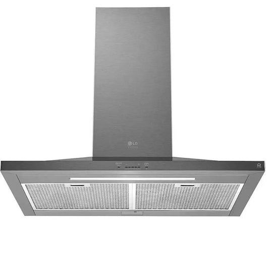 36 INCH LG STUDIO LSHD3680ST Wall Range Hood * New Open Box *  Convertible Wall Range Hood ,  600 CFM Blower ,  ThinQ, 5 Speed IR  Touch Controls ,   Dual Level LED Lighting , Mesh Filter,  Stainless Steel