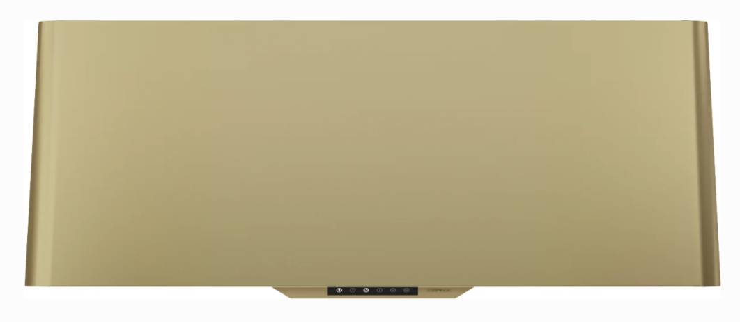 36 INCH Zephyr Designer Mesa DMEM90ASGX Wall Mount Range Hood GOLD with Invisible Touch Controls , Try-Level LED , Baffle Filters, Multiple Blower Options. , Clean Air Funciton , Delay-Off , UL Listed, New Open Box