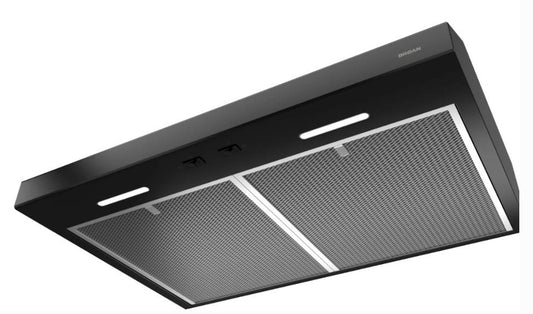 30 INCH Broan Glacier BCSEK130BL Black Under Cabinet Range Hood * New Open Box 2 Speed ,  250 CFM Blower , Rocker Switch Control , LED Lighting , Open Mesh Filters, EZ1 System, ADA  , HVI-2100 , Energy Star , Black .