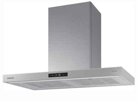 36 INCH Samsung NK36CB700WCG Smart Wall Mount Chimney Range Hood GREY * New Open Box  650 CFM , 4 Speed ,50 dBA, Wi-Fi Triple Air Sensor ,LED Bar Lighting ,Touch Controls , Dishwasher Safe Baffle Filters , ADA ,  CLEAN GRAY PANEL . Stainless Steel