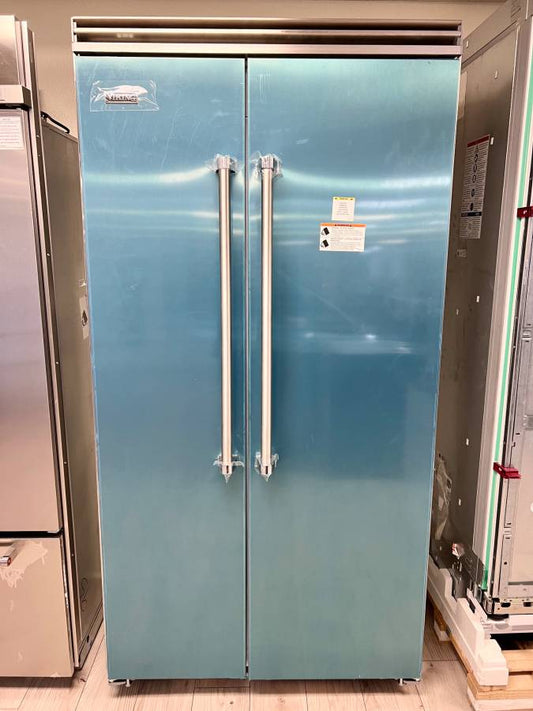 42 Inch Viking Built In Side by Side Refrigerator , 25.32 Cu Ft , Ice Maker , Energy Star , LED Lightning , Stainless Steel .