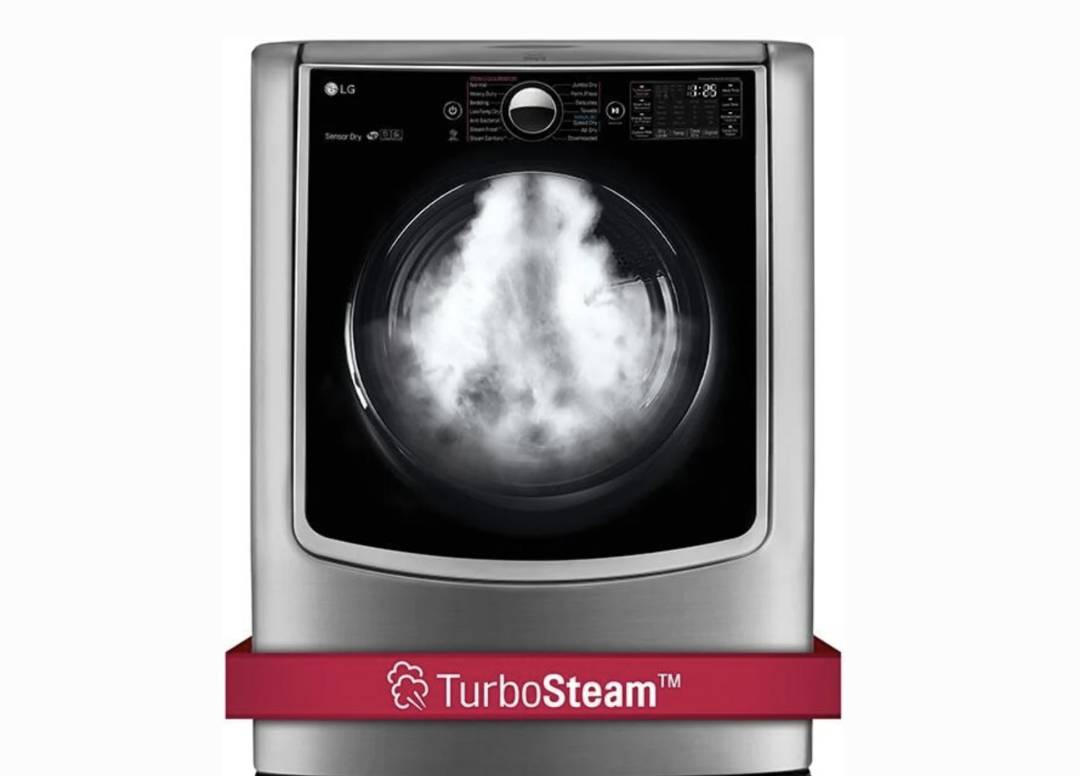29 INCH LG Turbo Steam Series  DLGX9001V Gas Smart Dryer 9.0 Cu. Ft., Turbo Steam, Thin Q, Flow Sense Duct Clogging Indicator, Never Rust Stainless Steel Drum, Sensor Dry, 14 Dryer Programs, Child Lock, CSA Graphite Steel * New Open Box