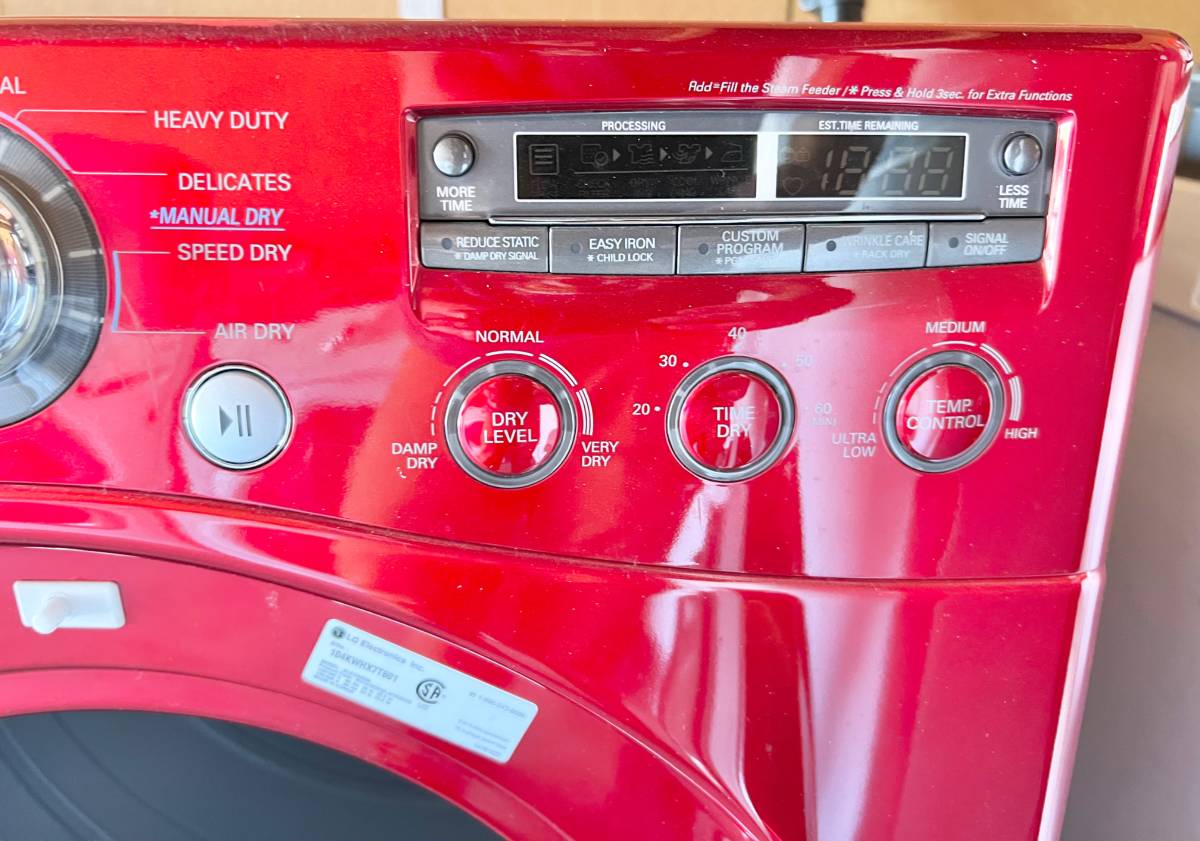 27 INCH RED LG Dryer DLEX2450R Front-Load Electric Dryer RED ,  Used Condition