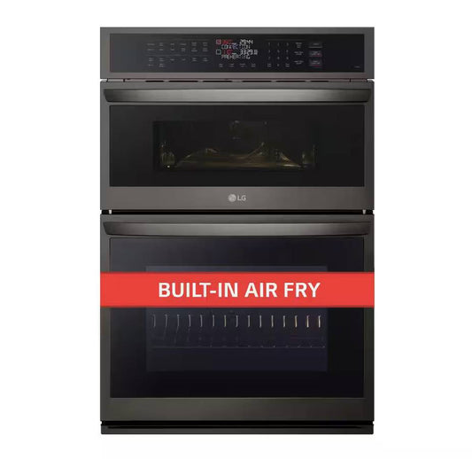 30 INCH LG WCEP6423D Built-In Microwave Wall Oven Combo Black Smart Combination Wall Oven ,  Microwave , 6.4 Cu Ft , True Convection , AIR FRY , Thin Q ,  Smooth Touch Glass Controls , Sabbath Mode , Print Proof Black Stainless Steel . * New Open Box *