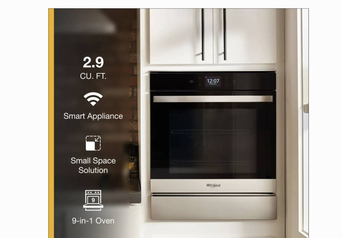 Whirlpool WOS52ES4MZ 24 Inch Single Smart Electric Wall Oven * New Open Box * Stainless Steel , True Convection , Frozen Bake, Self Clean , Remote Start , Hidden Bake Element , Control Lock , Wi-Fi