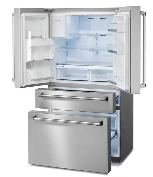 36 INCH Thor Kitchen TRF3601FD Counter Depth French Door Refrigerator * New Open Box  21.6 cu.ft., Ice Water Dispenser, Counter Depth, Triple-Tech Cooling System, Crisper Drawers, Super Freezing and Cooling Function, ENERGY STAR