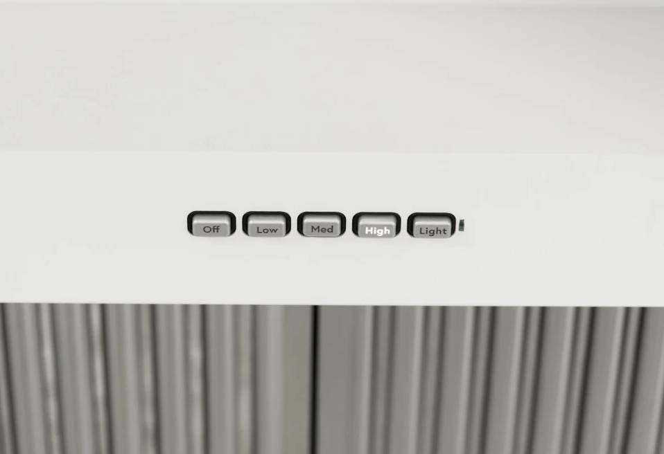 30 Inch GE Cafe CVW93044PWM Wall Mount Range Hood 600 CFM White * New Open Box * Commercial Wall Mount Range Hood ,  4 Speed , 600 CFM Blower , Push Button Control ,  LED Lights , Night Light , Chef Connect , Wi-Fi ,  UL , ADA , Matte White .