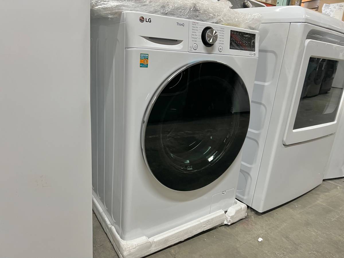 24 INCH LG WM1455HWA Smart Compact Front Load Washer 2.4 Cu. Ft * New Open Box  AI Fabric Sensor, Smart Pairing, ThinQ Technology, Tempered Glass Door,  Sanitary, Tub Clean, Speed Wash ENERGY STAR