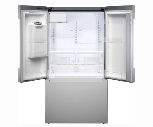 36 INCH Bosch 100 Series B36FD10ENS Freestanding French Door Bottom Mount Smart Refrigerator 26 Cu. Ft. Total, Ice Water Dispenser, Quick Ice Pro, Water Filter, Bottle Fill, Anti-Fingerprint, Sabbath Mode ENERGY STAR