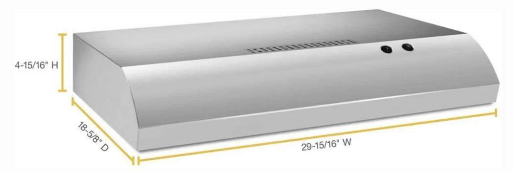 30 INCH Maytag UXT4030ADS Under Cabinet Range Hood * New Open Box * 2 Speed, Rocker Switch Control , Incandescent Light , Charcoal Filter , FIT System, Hidden Vent, Flexible Ventilation , ADA Compliance , Stainless Steel .