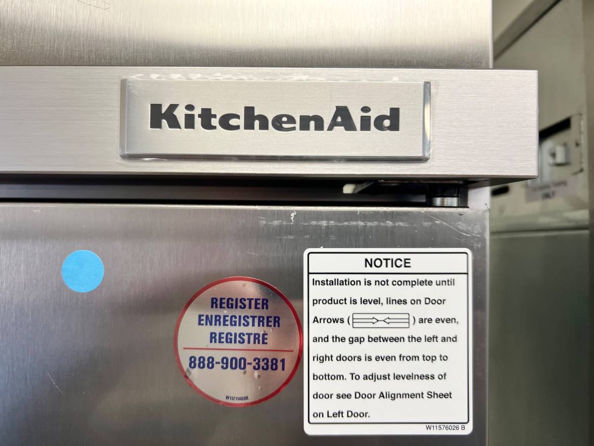 42 INCH KitchenAid KBFN502ESS Built-In French Door Refrigerator * NEW OPEN BOX * 24.2 cu. ft. Capacity, 4 Glass Shelves, Preserva Food Care System, Automatic Ice Maker, Platinum Interior, LED, Door Open Alarm, Sabbath Mode, ENERGY STAR Stainless Steel
