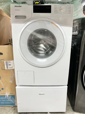 24 INCH Miele WXD160WCS Front Load Smart Washer 2.26 Cu. Ft., Honey comb Drum, Direct Sensor User Interface, WiFi, Mobile Control, Cap Dos, 1600 RPM Spin Speed, 11 Wash Programs, Sanitize, Soft Steam Option