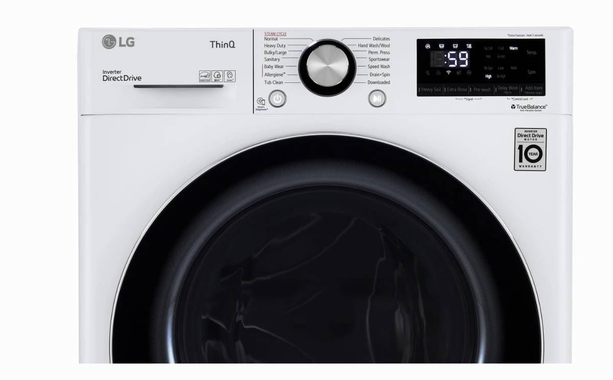 24 INCH LG WM1455HWA Smart Compact Front Load Washer 2.4 Cu. Ft * New Open Box  AI Fabric Sensor, Smart Pairing, ThinQ Technology, Tempered Glass Door,  Sanitary, Tub Clean, Speed Wash ENERGY STAR