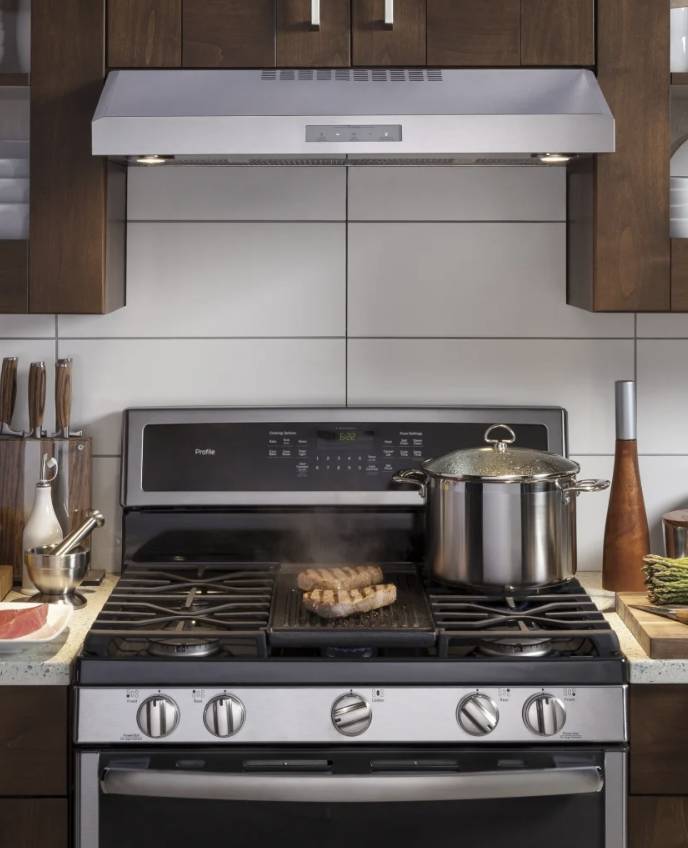 30 INCH GE Profile PVX7300SJSS Under Cabinet Range Hood New Open Box * Stainless Steel , 390 CFM Blower Included Inside , LED , Convertible , 4 Speed ,
