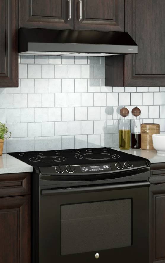 30 INCH Broan Glacier BCSEK130BL Black Under Cabinet Range Hood * New Open Box 2 Speed , 250 CFM Blower , Rocker Switch Control , LED Lighting , Open Mesh Filters, EZ1 System, ADA , HVI-2100 , Energy Star , Black .