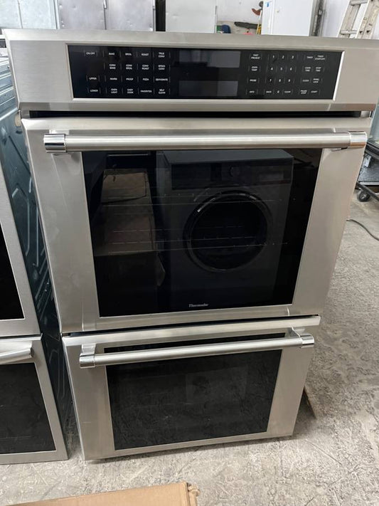 30 INCH Thermador ME302JP Electric Double Wall Oven, True Convection Upper Oven, Temperature Probe, Telescopic Rack, Self Clean, Star K Professional Handles ,New Open Box Stainless Steel