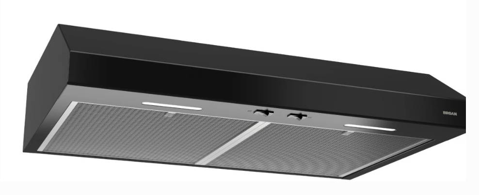 30 INCH Broan Glacier BCSEK130BL Black Under Cabinet Range Hood * New Open Box 2 Speed , 250 CFM Blower , Rocker Switch Control , LED Lighting , Open Mesh Filters, EZ1 System, ADA , HVI-2100 , Energy Star , Black .