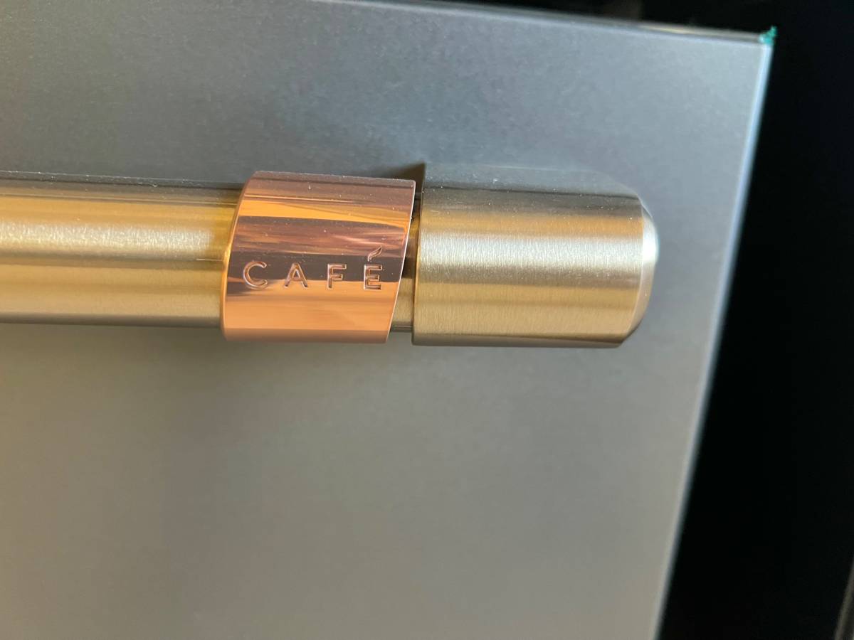 36 INCH GE Cafe CXE22DP3PD1  * New Open Box *. Counter Depth 4-Door French Door Smart Refrigerator  22.3 Cu. Ft. Hands-Free Autofill, Humidity Control System,  Convertible Drawer, BRASS Handles Wi-Fi, ENERGY STAR Matte Black .