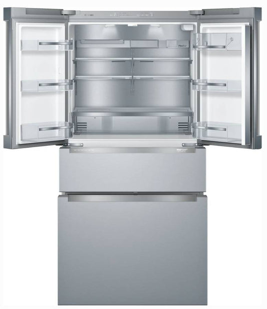 36 INCH Bosch 800 Series B36CL80ENS Counter Depth French Door Refrigerator 20.5 Cu. Ft. Dual Freezer Drawers, Ice,  Touch , Recessed LED Light, Dual Evaporators, * New Open Box * Humidity-Controlled Drawers, Recessed Handle , Stainless Steel .