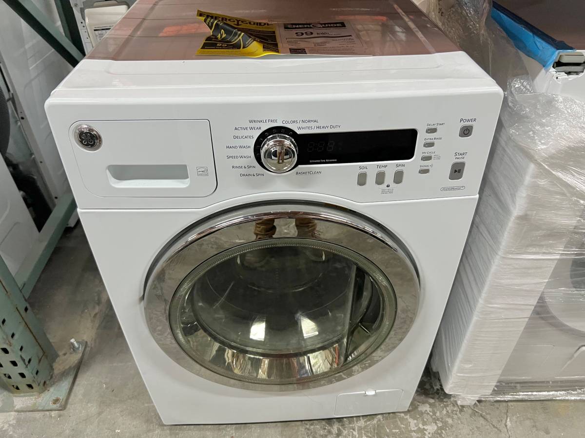 24 INCH GE WCVH4800K2WW Front Load Washer White * New Open box * Energy Star , Control Lock , Delicate Cycle , Stackable