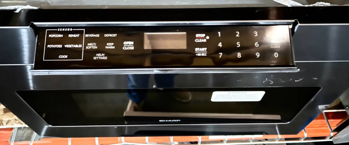 24 Inch Microwave Drawer SMD2470AH Sharp Black Stainless Steel * New Open Box Easy Touch, Hidden Control Panel,  Sensor Cook, Design Flexibility, Timer, 1,000 Watts,  1.2 cu. ft. Capacity, Reheat Keep Warm