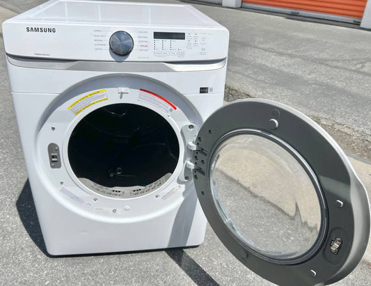 27 INCH Samsung DVG45T6000W Gas Dryer 7.5 cu. ft. White Wrinkle Care * Used Condition *  Reversible Door , Vented , 10 Cycles , Sensor Dry , Smart Care, Remote Diagnosis , Front Controls ,