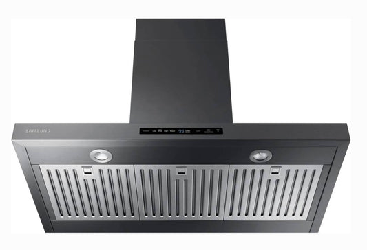 36 INCH Samsung NK36K7000WG 600 CFM Wall Mount Chimney Range Hood New * Open Box  *  Wi-Fi ,  650 CFM Blower , Dishwasher Safe Filters, LED Lights ,  Black Stainless Steel , ADA Compliance , 3 Speeds.