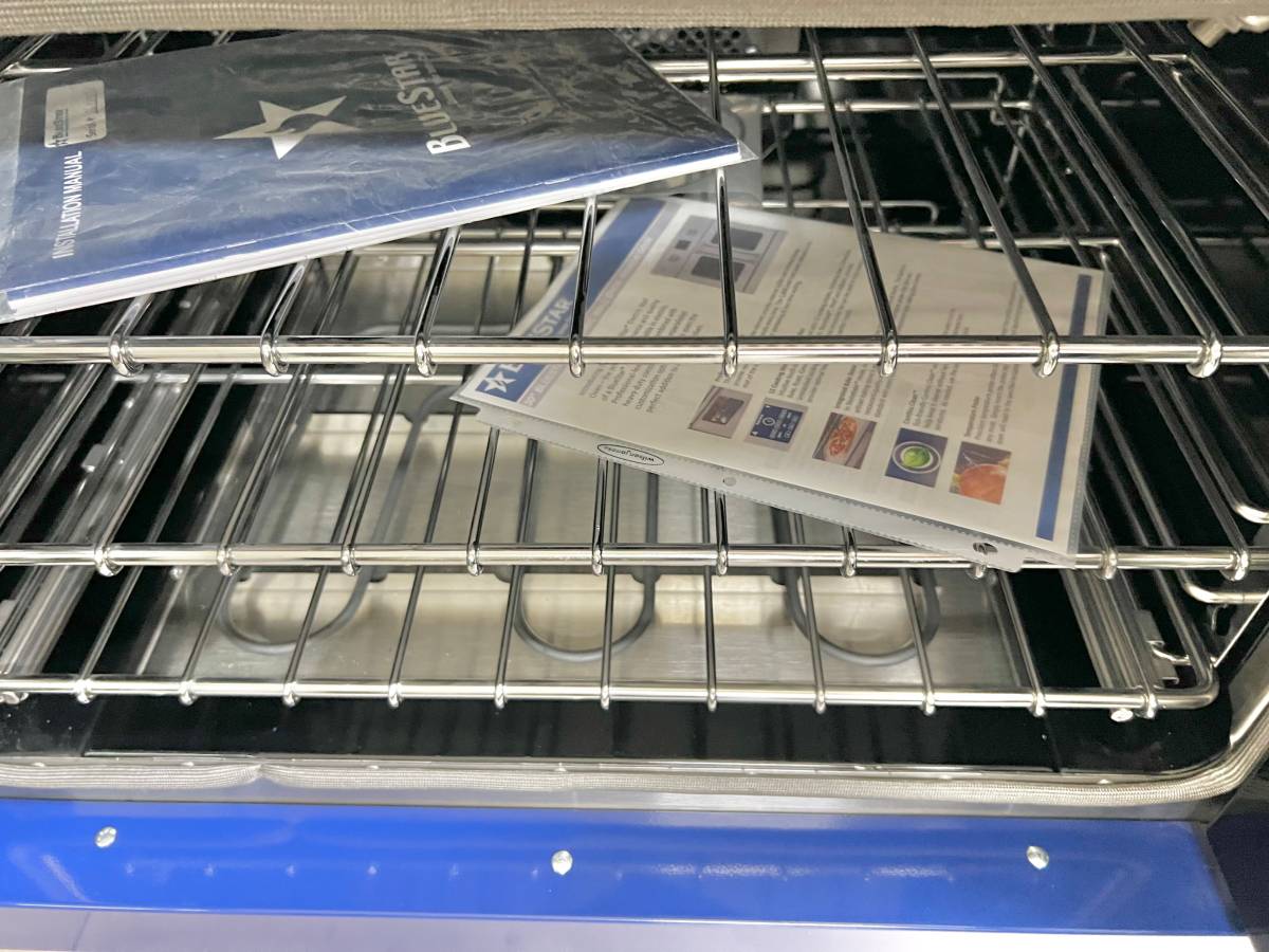 BlueStar BSEWO30ECSD 30 Inch Single French Door Wall Convection Oven * New Open Box Self-Clean, 12 Cooking Modes, Temperature Probe, Baking Stone, French Door Swing and Sabbath Mode , Blue .