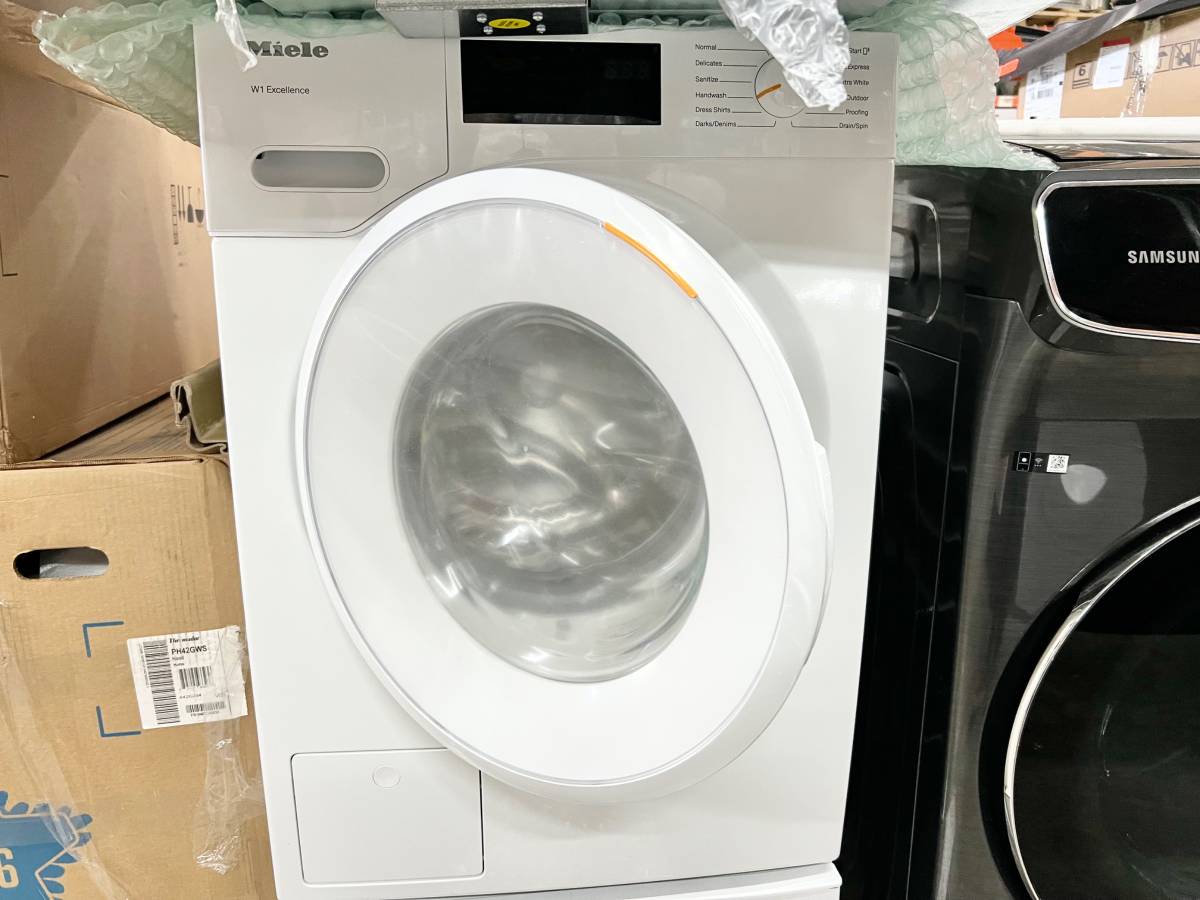 24 INCH Miele WXD160WCS Front Load Smart Washer 2.26 Cu. Ft., Honey comb Drum, Direct Sensor User Interface, WiFi, Mobile Control, Cap Dos, 1600 RPM Spin Speed, 11 Wash Programs, Sanitize, Soft Steam Option