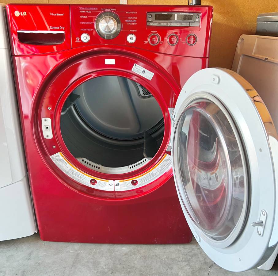 27 INCH RED LG Dryer DLEX2450R Front-Load Electric Dryer RED ,  Used Condition