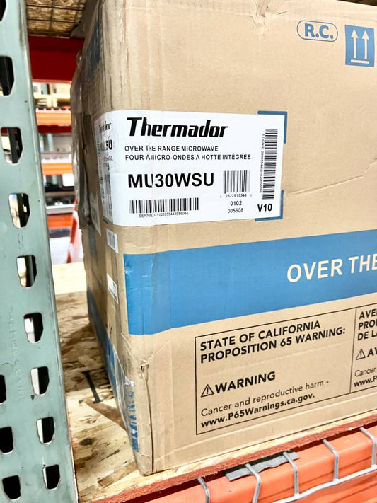 30 INCH Thermador Professional  MU30WSU  Over the Range Microwave 2.1 cu. ft., 4-Speed, 385 CFM, Sensor Cooking, 1100-Watts Power, * New Open Box *  Triple Distribution Turntable Disk