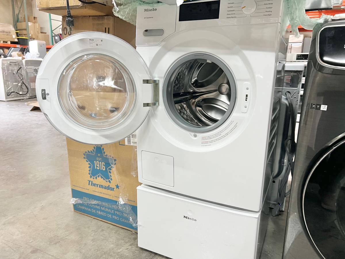 24 INCH Miele WXD160WCS Front Load Smart Washer 2.26 Cu. Ft., Honey comb Drum, Direct Sensor User Interface, WiFi, Mobile Control, Cap Dos, 1600 RPM Spin Speed, 11 Wash Programs, Sanitize, Soft Steam Option