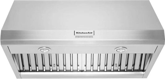 36 INCH KitchenAid  KVWC906KSS Commercial-Style Wall Mount Canopy Range Hood with 1170 CFM,  LED Lights, New Open Box  Baffle Filter * Blower Sold Separately *