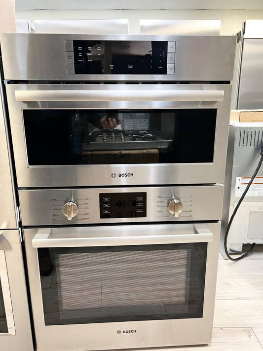 30 INCH Bosch 500 Series  HBL57M52UC Double Combination Electric Wall Oven with 6.2 cu. ft. Total Capacity, True Convection, Sensor Cooking, Self-Clean, Popcorn Setting, Glass Turntable , New Open Box