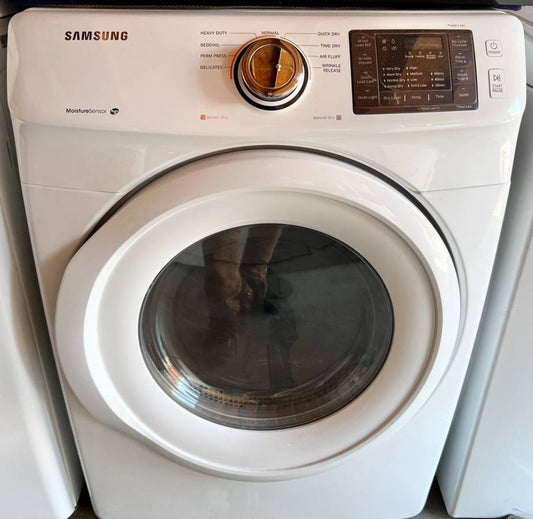 27 INCH Samsung DV42H5000EW Electric Dryer 7.5 cu. ft. White * New Open Box * Wrinkle Care , Vented , Reversible Door,Sensor Dry,Heavy Duty , Drum Light , Smart Care,Used Condition