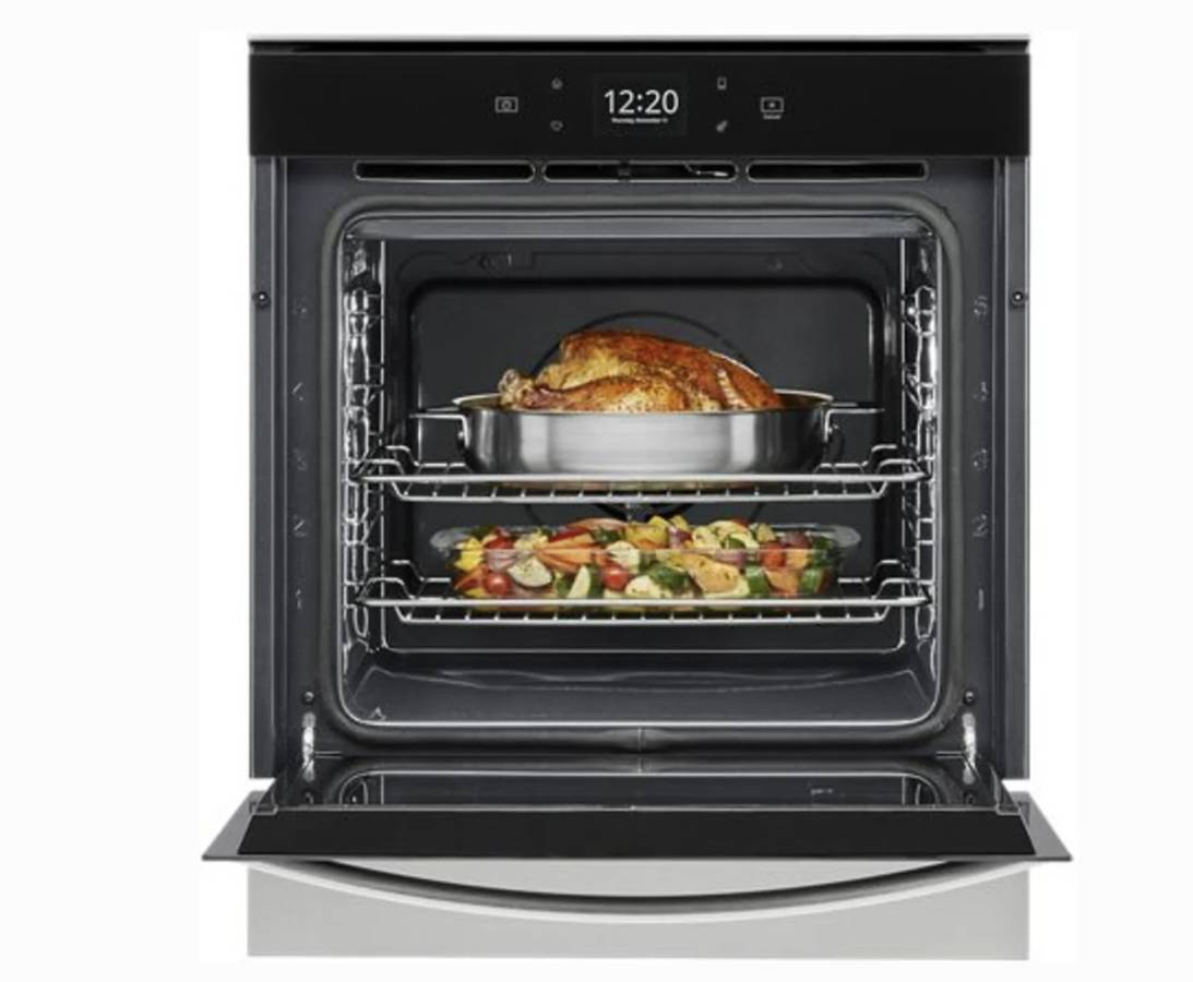 Whirlpool WOS52ES4MZ 24 Inch Single Smart Electric Wall Oven * New Open Box * Stainless Steel , True Convection , Frozen Bake, Self Clean , Remote Start , Hidden Bake Element , Control Lock , Wi-Fi