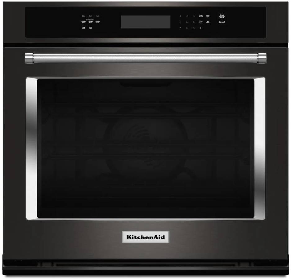 30 INCH KitchenAid KOSE500EBS Single Convection Electric Wall Oven 5 cu. ft., Even-Heat True Convection Oven, Easy Convect Conversion System, Self-Cleaning, * New Open Box * , ADA Black Stainless Steel, Print Shield Finish