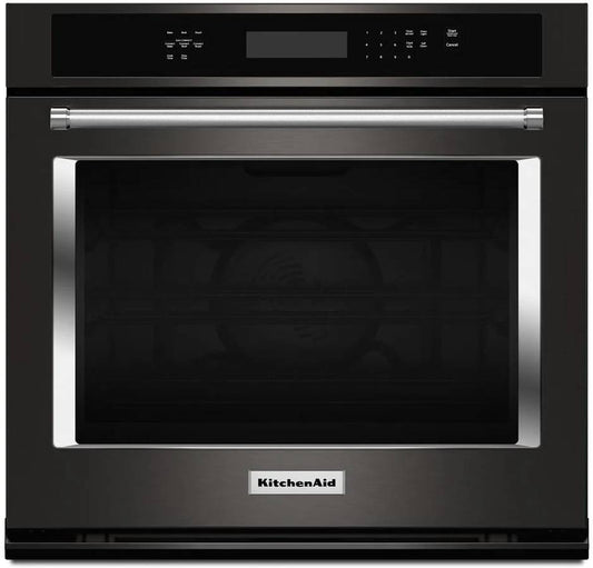 30 INCH KitchenAid  KOSE500EBS Single Convection Electric Wall Oven 5 cu. ft., Even-Heat True Convection Oven, Easy Convect  Conversion System, Self-Cleaning, * New Open Box * , ADA Black Stainless Steel, Print Shield  Finish