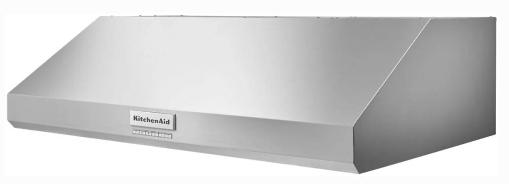 36 INCH KitchenAid KVUC606KSS Under Cabinet Range Hood 585 CFM BLOWER INCLUDED Commercial Style 4 Speed Fan ,Automatic Turn On, LED , 90,000 BTU Rating Baffle Filters , Night Light * New Open Box *