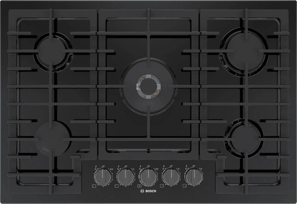 30 INCH Bosch 800 Series NGM8049UC Built In Gas Cooktop * New Open Box * 5 Sealed Burners, Cast Iron Continuous Grates, Dual-Ring Power Burner, Opti Sim Burner, Flame Select, Control Knob + Light Indicator ADA