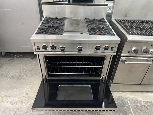 36 INCH Garland Gas Range, 4 Burner with Griddle ,Convection Oven, Stainless Steel , Used Condition ,