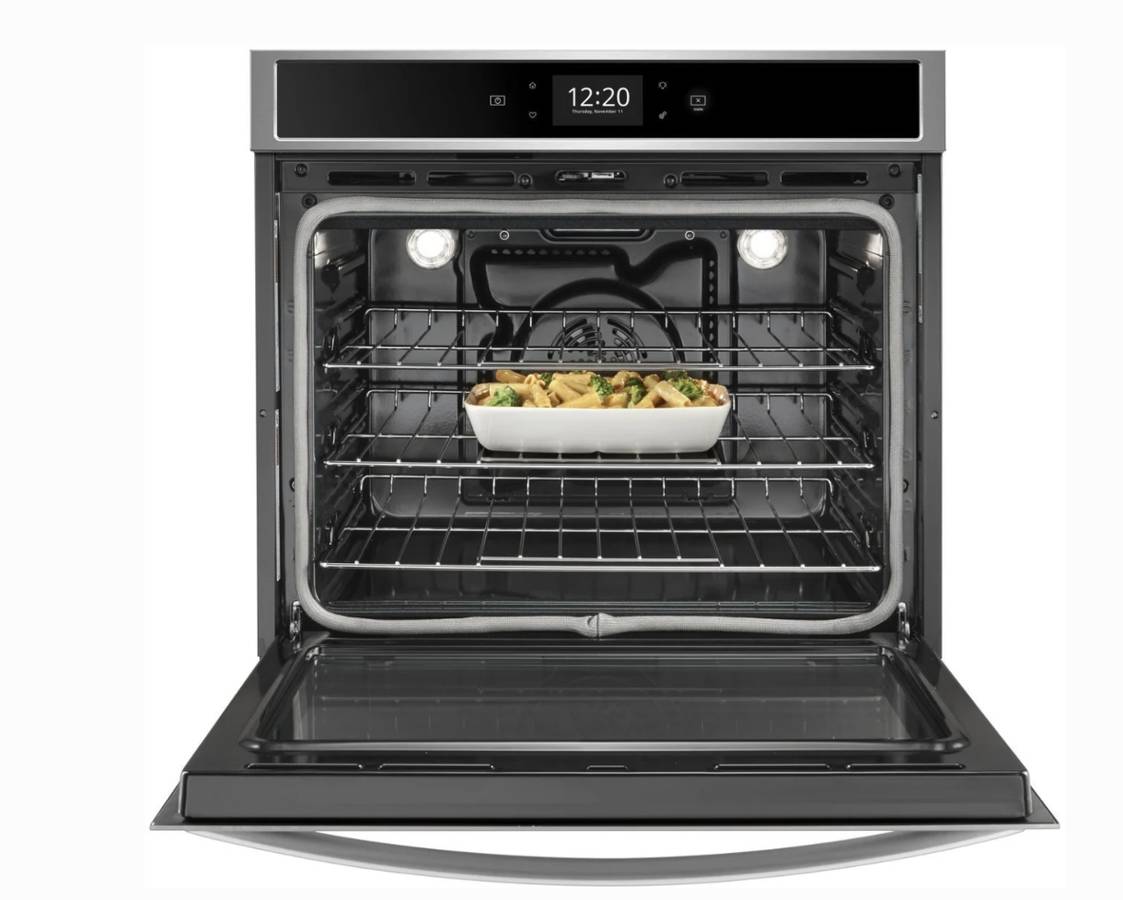 30 INCH Whirlpool WOS72EC0HS Smart Single Wall Oven with True Convection Cooking, Touchscreen, Frozen Bake, Convection Conversion, Temperature Sensor, Preheat, Keep Warm, FIT System, Control Lock,