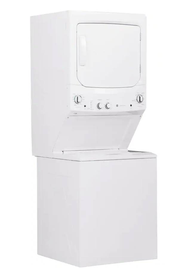 27 INCH GE Stackable GUD27ESSMWW Electric Laundry Center White * New Open Box Auto-load Sensing, Cycle Status Lights, Rotary Controls, 11 Wash Cycles, 6 Wash Rinse Temperatures , 800 RPM , White .